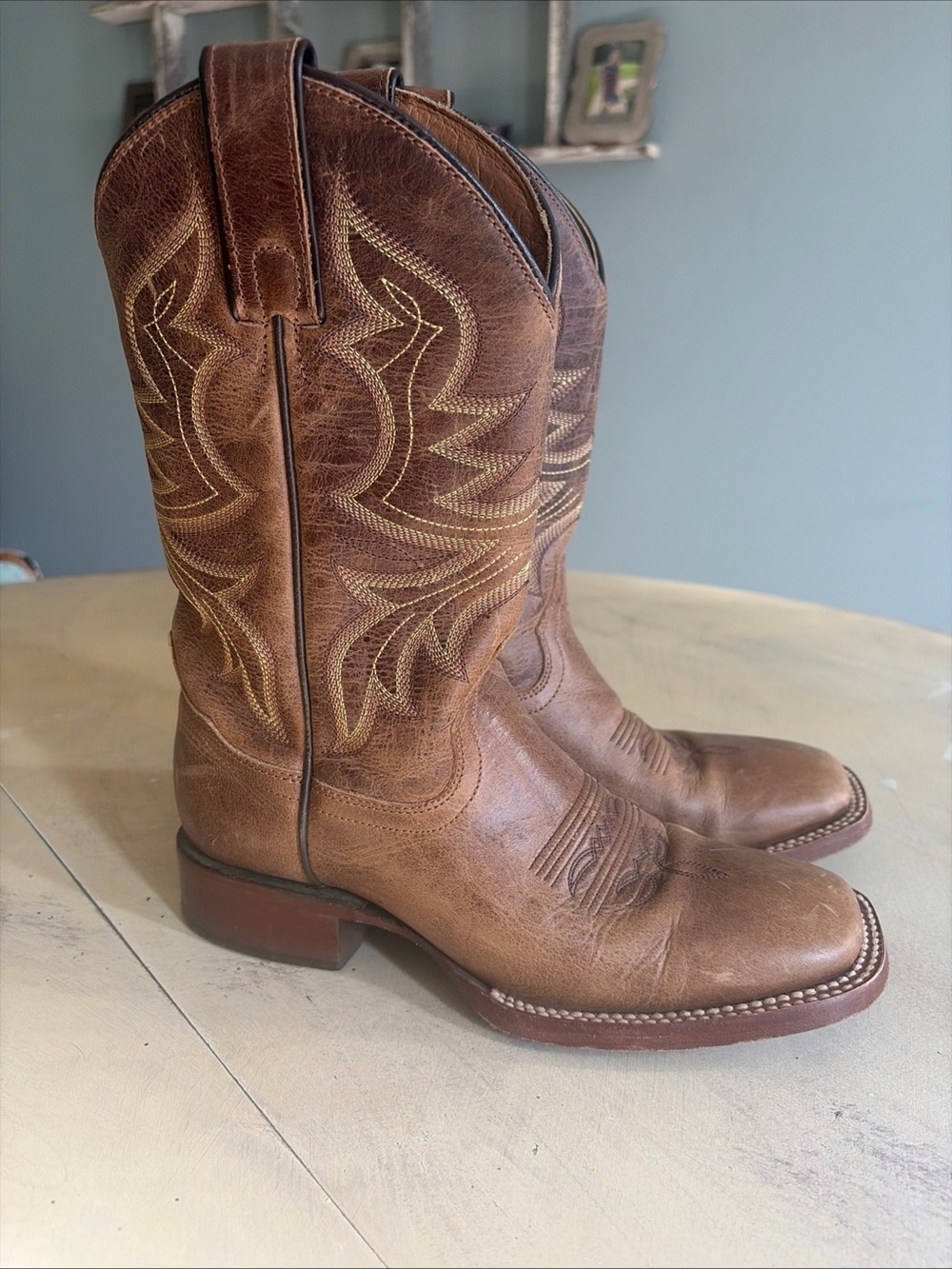 Shyanne Women's Darby Western Boots - Square Toe Brown Leather #BBW55 Size 6 B